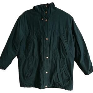 Eddie Bauer Women's Green Lined Hooded Mid-Length Jacket XS Snap Zip
